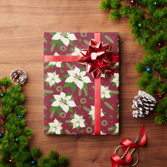 Papier Cadeau Poinsettia (Cadeau de vacances)