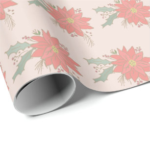 Papier Cadeau Poinsettia et pulvérisations saintes vacances