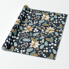 Papier Cadeau Poinsettia noir arrière - plan vacances hiver wrap