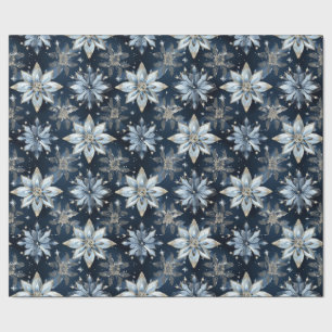Papier Cadeau Poinsettias à bijoux bleu Abstrait
