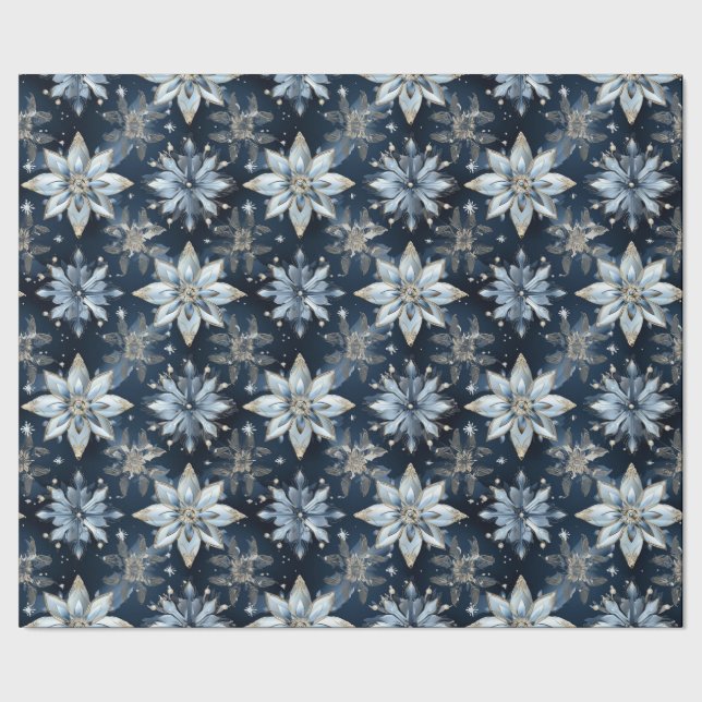 Papier Cadeau Poinsettias à bijoux bleu Abstrait (Couture)