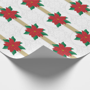 Papier Cadeau Poinsettie rouge classique de Noël