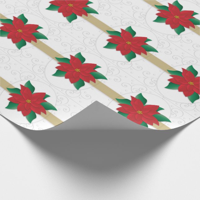 Papier Cadeau Poinsettie rouge classique de Noël Embossée (Coin)