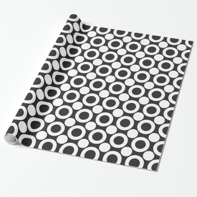Papier Cadeau Point 3 noir et blanc (Déroulé)