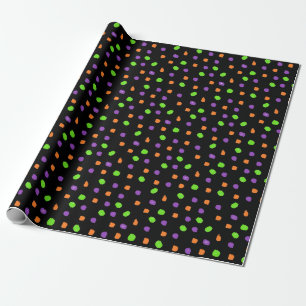 Papier Cadeau Point de polka orange pourpre noir de vert de