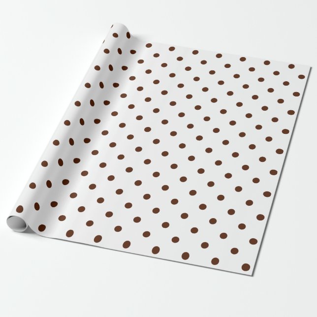 Papier Cadeau Point Polka Brown sur le grand espace blanc (Déroulé)