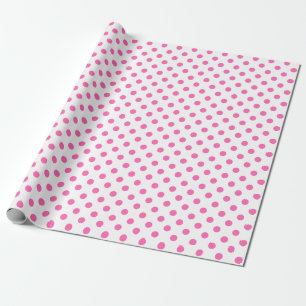 Papier Cadeau Point Polka rose sur un espace blanc moyen