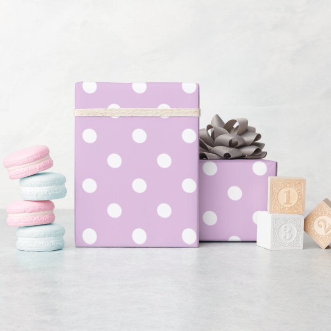 Papier Cadeau Point Polka violet (Baby Shower)