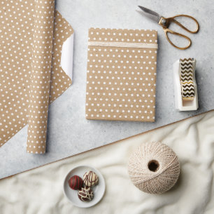 Papier Cadeau Points blancs en détresse sur Kraft brun rustique