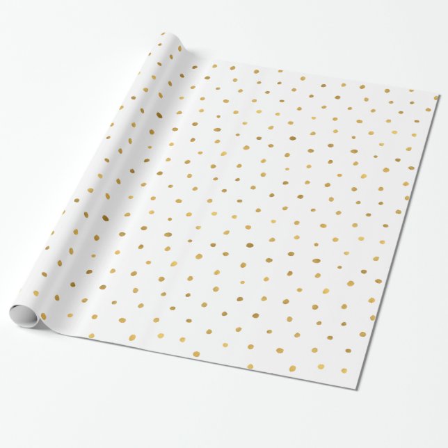 Papier Cadeau Points blancs en or chic (Déroulé)