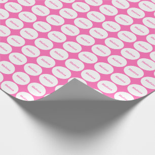 Papier Cadeau Points blancs Motif sur rose avec nom