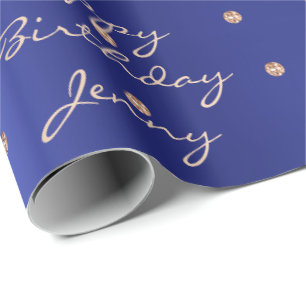 Papier Cadeau Points bleus personnalisés Rose or cristal Swarovs