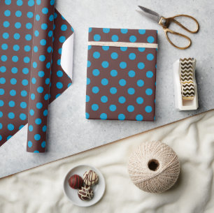 Papier Cadeau Points bleus sur fond marron