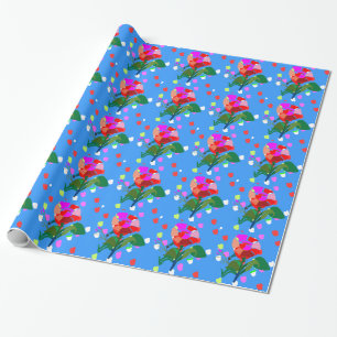 Papier Cadeau POINTS de FLEURS multi : Emballage heureux de