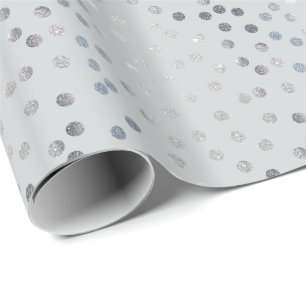 Papier Cadeau Points de Parties scintillant en argent Faux sur p