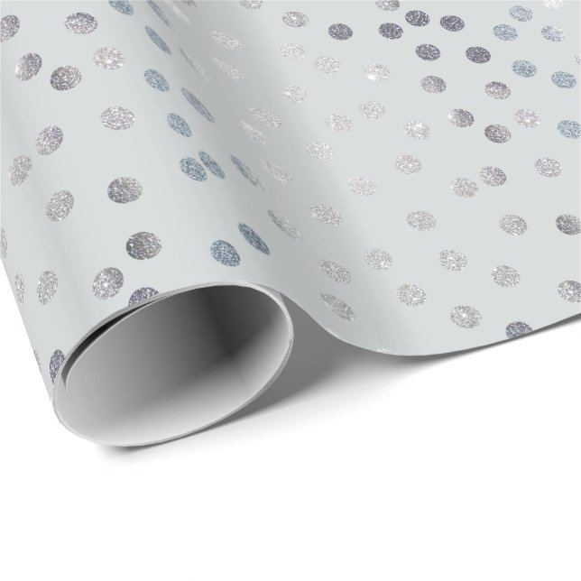 Papier Cadeau Points de Parties scintillant en argent Faux sur p (Coin rond)