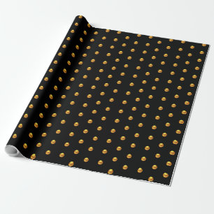 Papier Cadeau Points élégants dorés sur fond noir