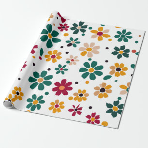 Papier Cadeau Points floraux lunaires