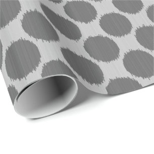 Papier Cadeau Points Ikat géants, gris clair et foncé / gris
