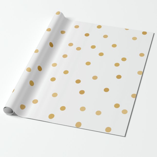 Papier Cadeau Points modernes élégants de confettis d'or blanc (Déroulé)