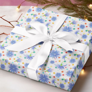 Papier Cadeau Points multicolores de Cornflowers Bleus Pâques