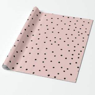 Papier Cadeau Points noirs roses aquarelle moderne mignons