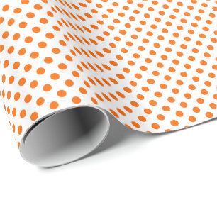 Papier Cadeau Points orange sur fond blanc