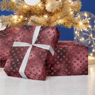 Papier Cadeau Points Parties scintillant rouges