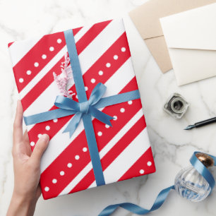 Papier Cadeau Points Red White Lines Noël