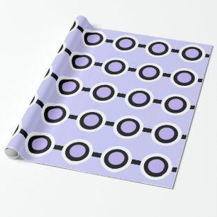 Papier Cadeau Points rétro noir violet géométrique