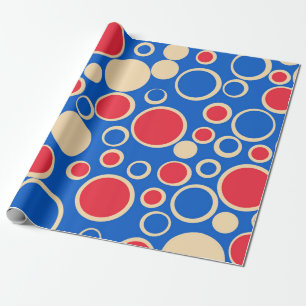Papier Cadeau Points Rouge Et Bleu Sur Bleu