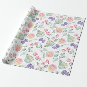 Papier Cadeau Poire, Pomme, cerise, prune, mélange de fruits, pa