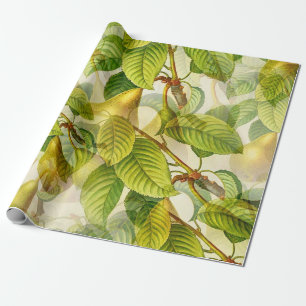 Papier Cadeau Poires et motif feuille