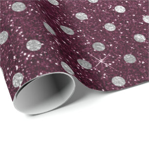 Papier Cadeau Pois Argent Gris Parties scintillant betterave Bou