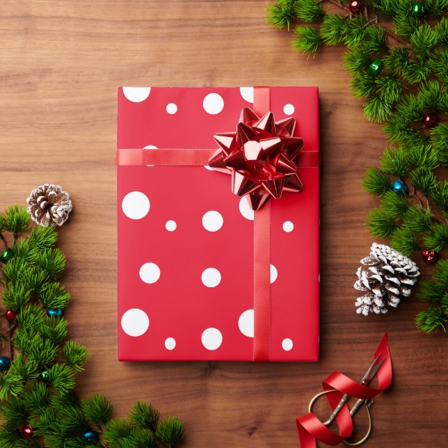 Papier Cadeau Pois blanc Couleur rouge (Cadeau de vacances)