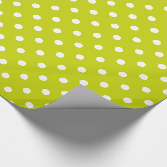 Papier Cadeau Pois blanc sur le vert de chaux (Coin)