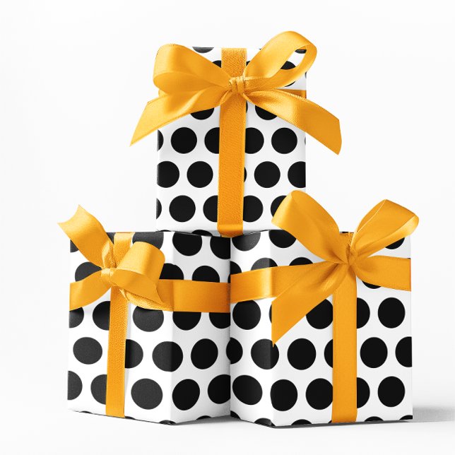 Papier Cadeau Pois blancs et noirs (White and Black Polka Dots Wrapping Paper)
