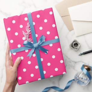 Papier Cadeau Pois blancs sur la couleur Fuchsia