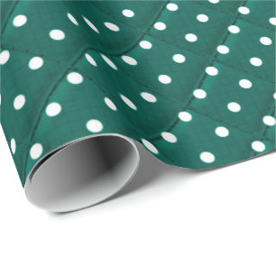 Papier Cadeau pois blancs sur vert