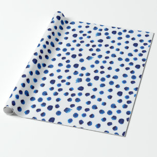 Papier Cadeau Pois bleu aquarelle motif transparent