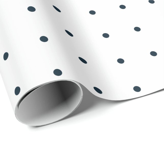 Papier Cadeau Pois bleus et blancs simples et élégants (Coin rond)