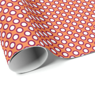 Papier Cadeau Pois cerclés, mandarine orange et magenta