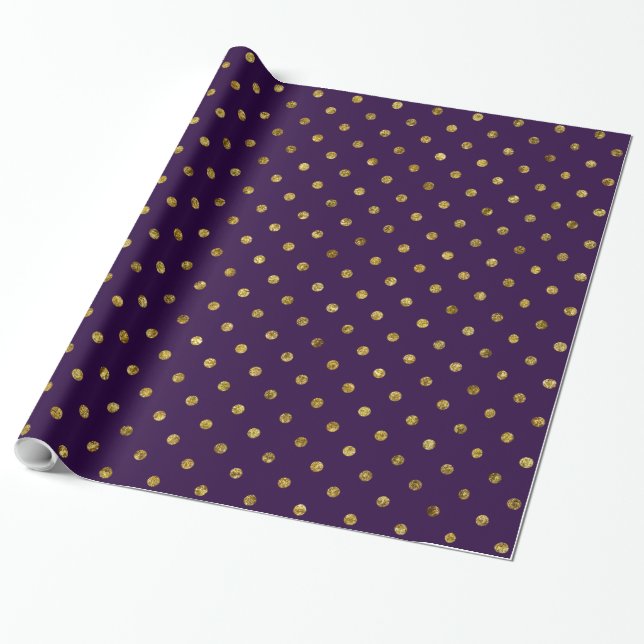 Papier Cadeau Pois chic Gold et violet Glam (Déroulé)