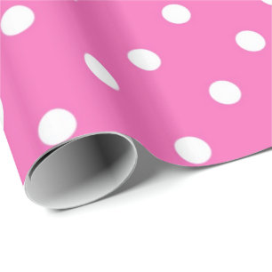 Papier Cadeau Pois classique, beau, élégant rose & blanc