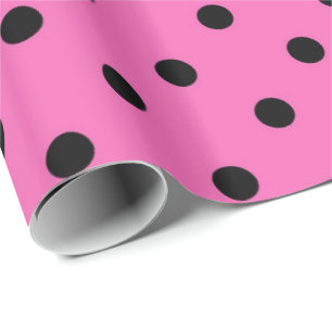 Papier Cadeau Pois classique, beau, élégant rose & noir
