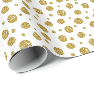Papier Cadeau Pois de Parties scintillant or en papier d'emballa