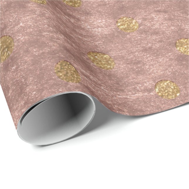 Papier Cadeau Pois de velours, minuscules pointes dorées, bleu p (Coin rond)