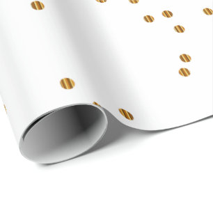 Papier Cadeau Pois élégant de confettis d'or sur le blanc