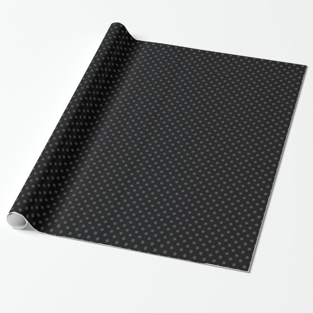 Papier Cadeau Pois gris chic et sophistiqués sur noir (Déroulé)