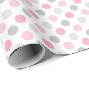 Papier Cadeau Pois gris rose